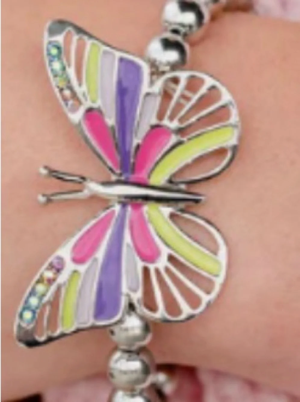 paparazzi Pink Purple Lime Butterfly Necklace and Hoop Earring Set